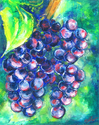 Peinture de l'artiste peintre Adèle liva, le titre de l'oeuvre est : fruits d été